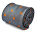 grey tie with orange polka dots