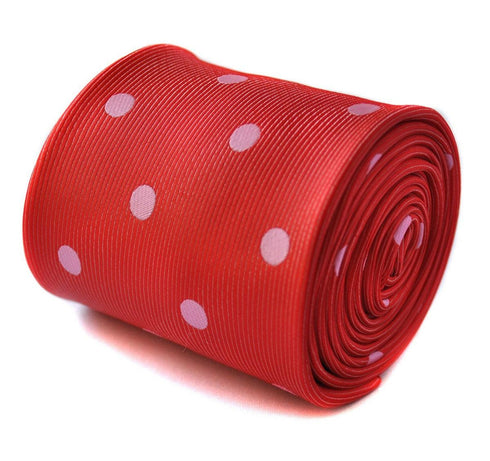 red tie with pink polka dots