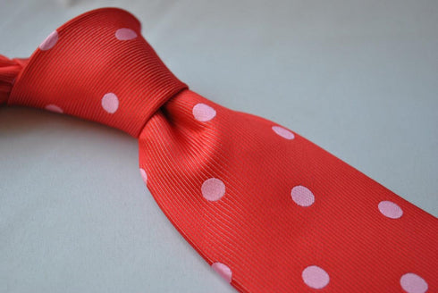 red tie with pink polka dots
