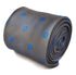 grey tie with royal blue polka dots