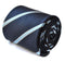 navy blue and light blue ribbon stripe tie