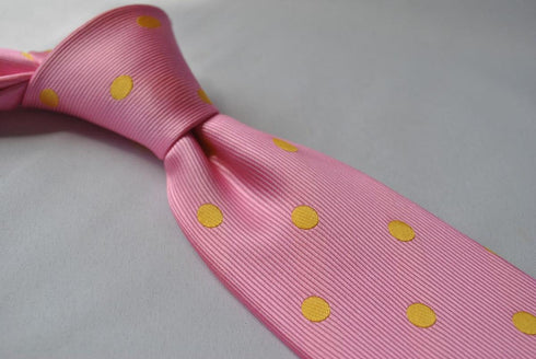 pink tie with yellow polka dots
