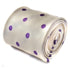 ivory tie with purple polka dots