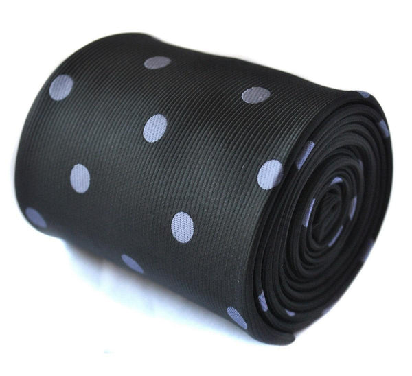 black tie with grey polka dots