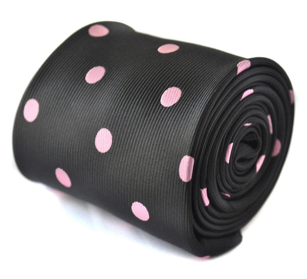 black tie with pink polka dots