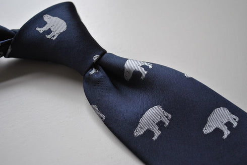 navy blue tie with polar bear print