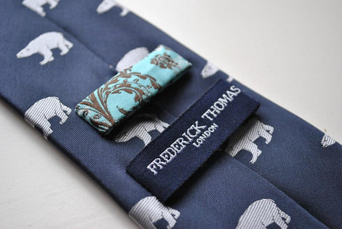 navy blue tie with polar bear print