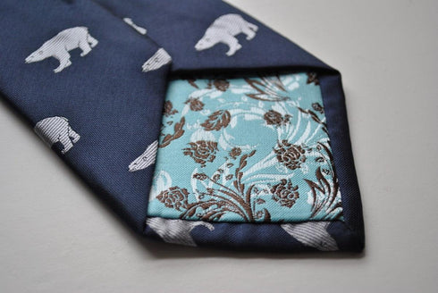 navy blue tie with polar bear print