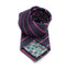 navy tie with thin pink stripes