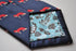 navy blue tie with red fox print design