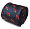 navy blue tie with red fox print design