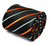 navy with orange and light blue striped tie