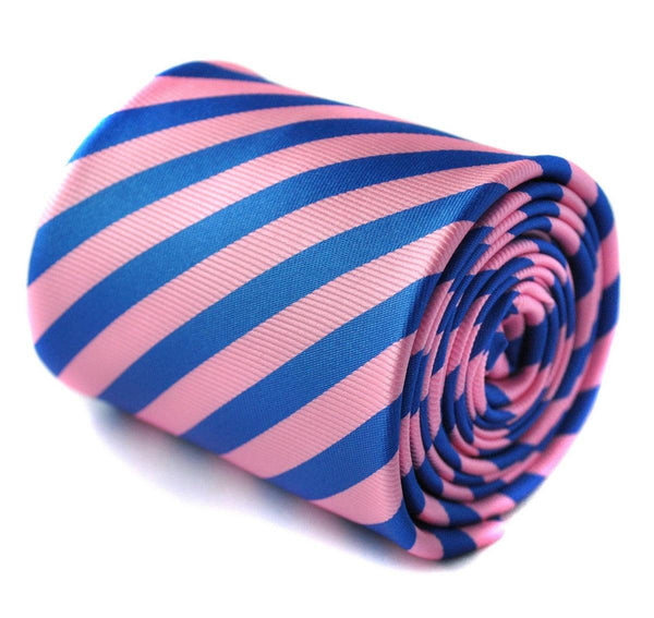 pink and blue striped tie
