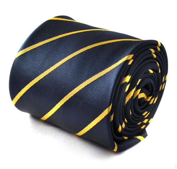 navy tie with yellow stripes