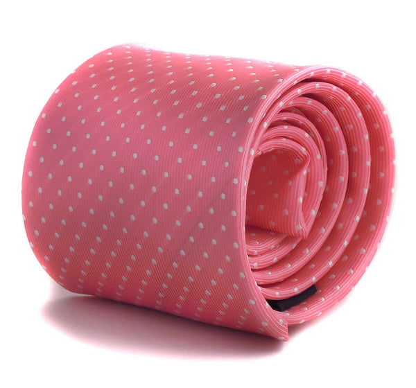 pink tie with white pin spots
