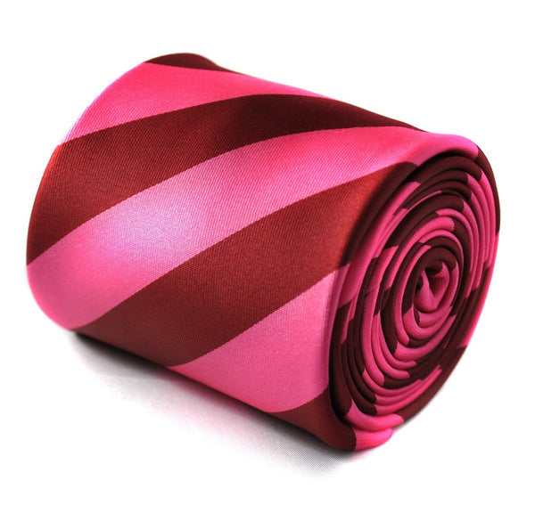 pink and maroon barber striped tie