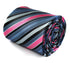 pink, blue and black striped tie