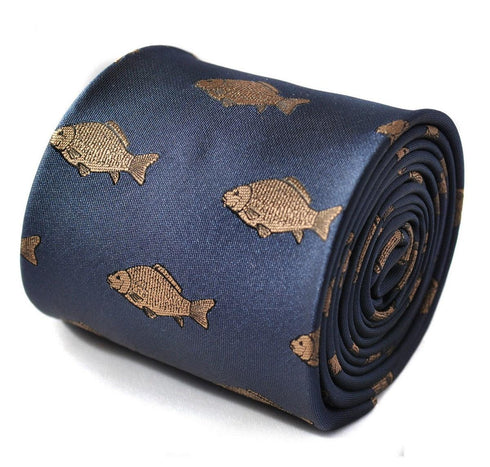 navy tie with carp pattern