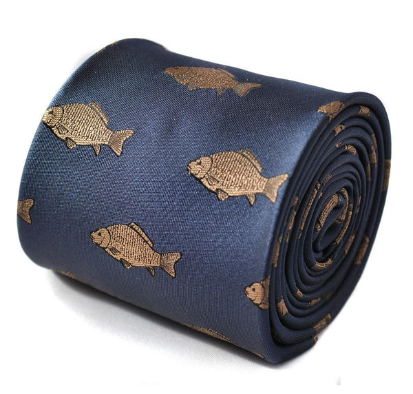 navy tie with carp pattern