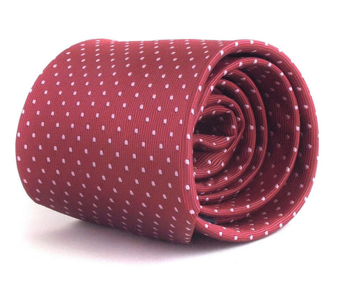 maroon tie with white pin spots