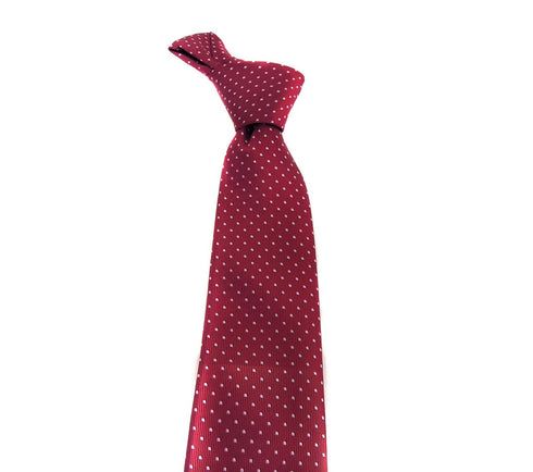 maroon tie with white pin spots