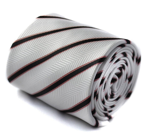 white tie with black club stripes