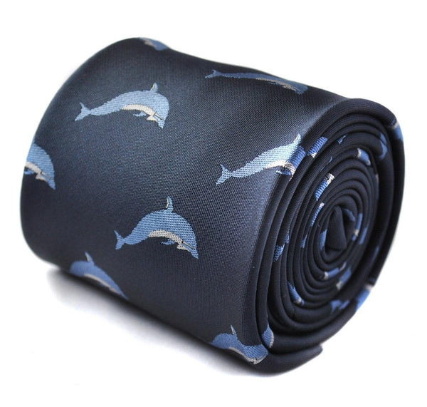 navy tie with dolphin design