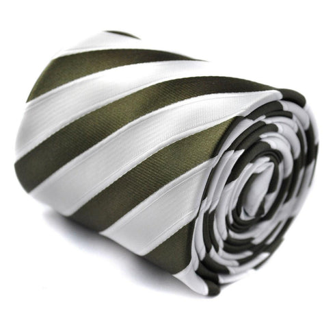 green and white striped tie