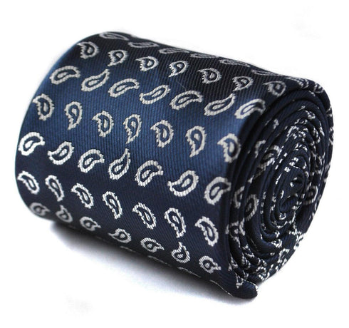 navy tie with paisley design