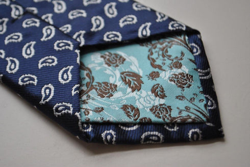 navy tie with paisley design