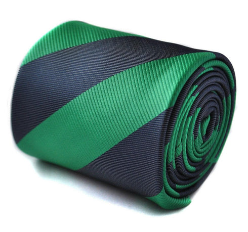 green and navy barber striped tie