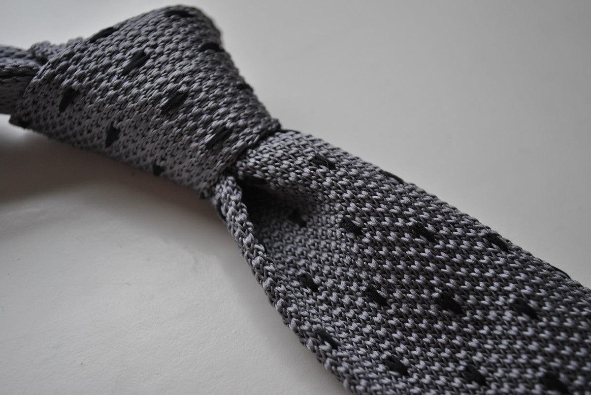 silver knit tie