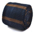 navy blue and brown striped skinny knitted tie
