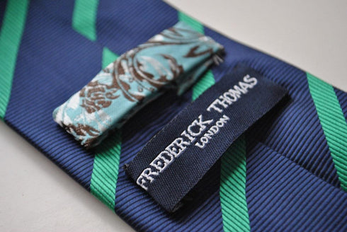 navy blue tie with green club stripes