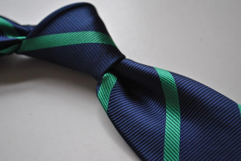navy blue tie with green club stripes