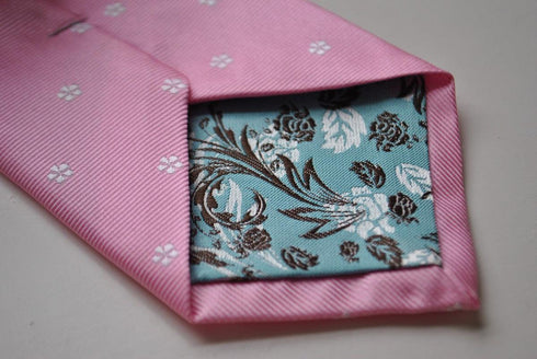 pink tie with delicate floral pattern