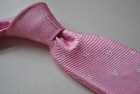 pink tie with delicate floral pattern