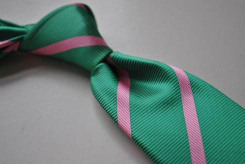 green striped tie with pink club stripes