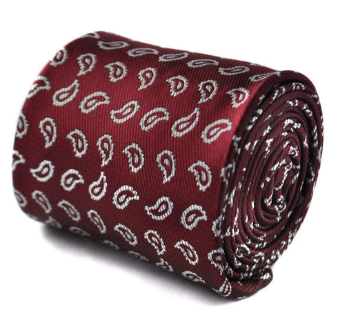maroon tie with paisley design