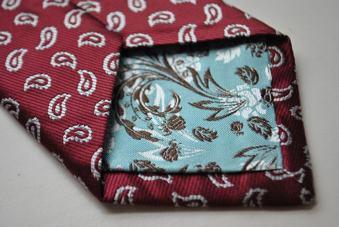 maroon tie with paisley design