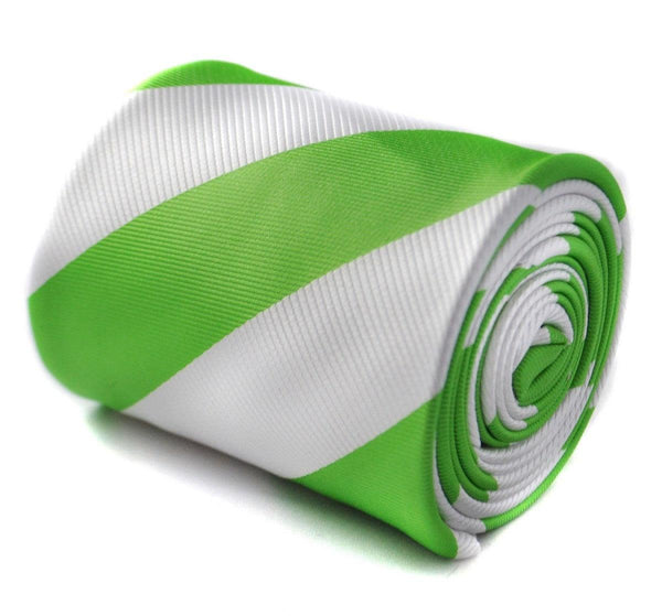 green and white barber striped tie
