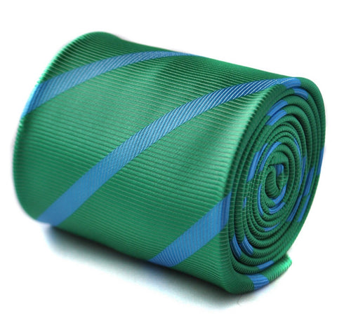 green tie with blue club stripes
