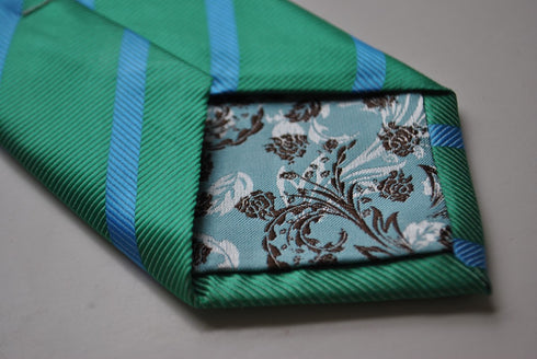 green tie with blue club stripes