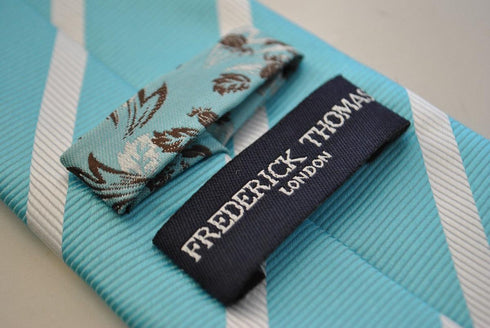 turquoise and white club striped tie