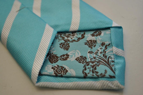 turquoise and white club striped tie