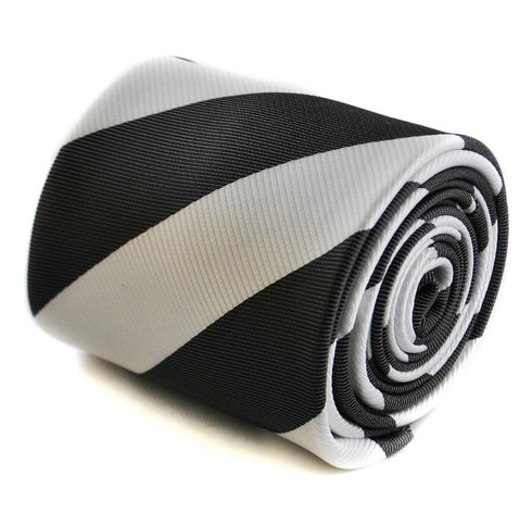black and white barber striped tie