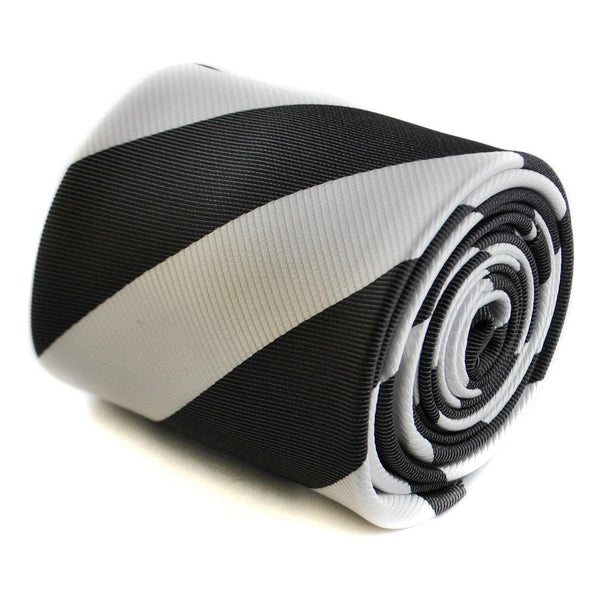 black and white barber striped tie