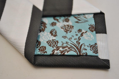 black and white barber striped tie