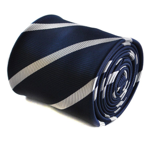 navy tie with white club stripes