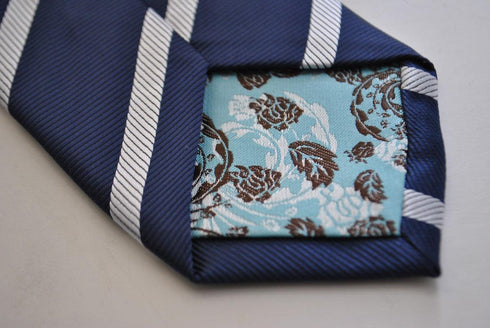 navy tie with white club stripes